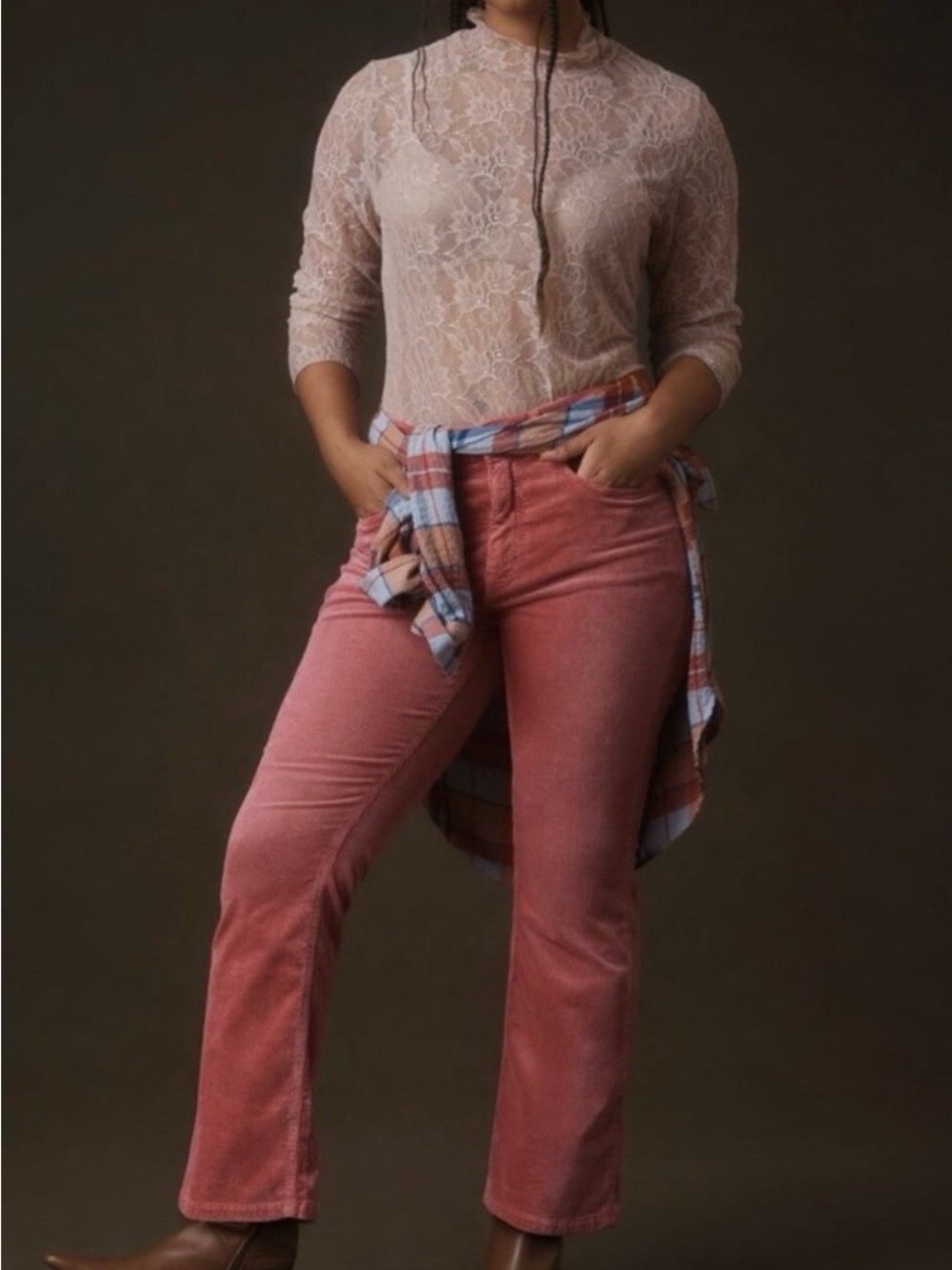 Anthropologie Pilcro Pink Straight-Leg Corduroy